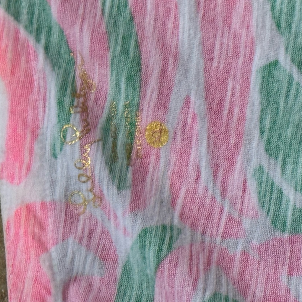 Lilly Pulitzer Pink and Green V‑Neck Floral Shift Dress - Picture 6 of 7